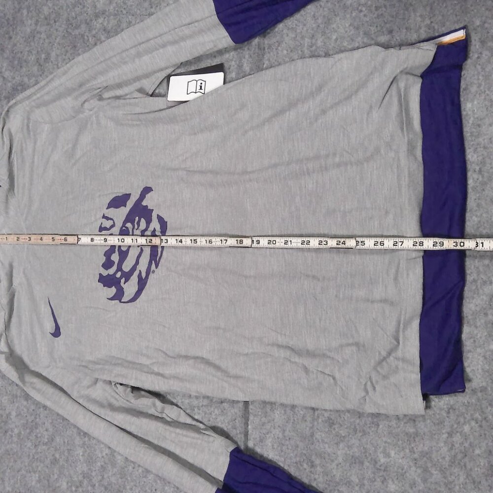 Nike LSU Tigers Long Sleeve Shirt Mens Large Tiger Eye logo Gray Purple NCAA NWT - Picture 6 of 9